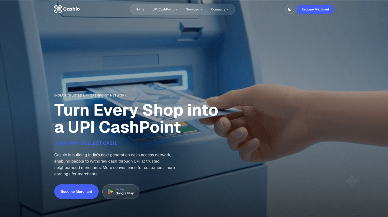 Cashlo — UPI Cashpoint Platform for Every Shopkeeper
